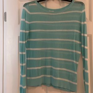 Aqua and white mesh top